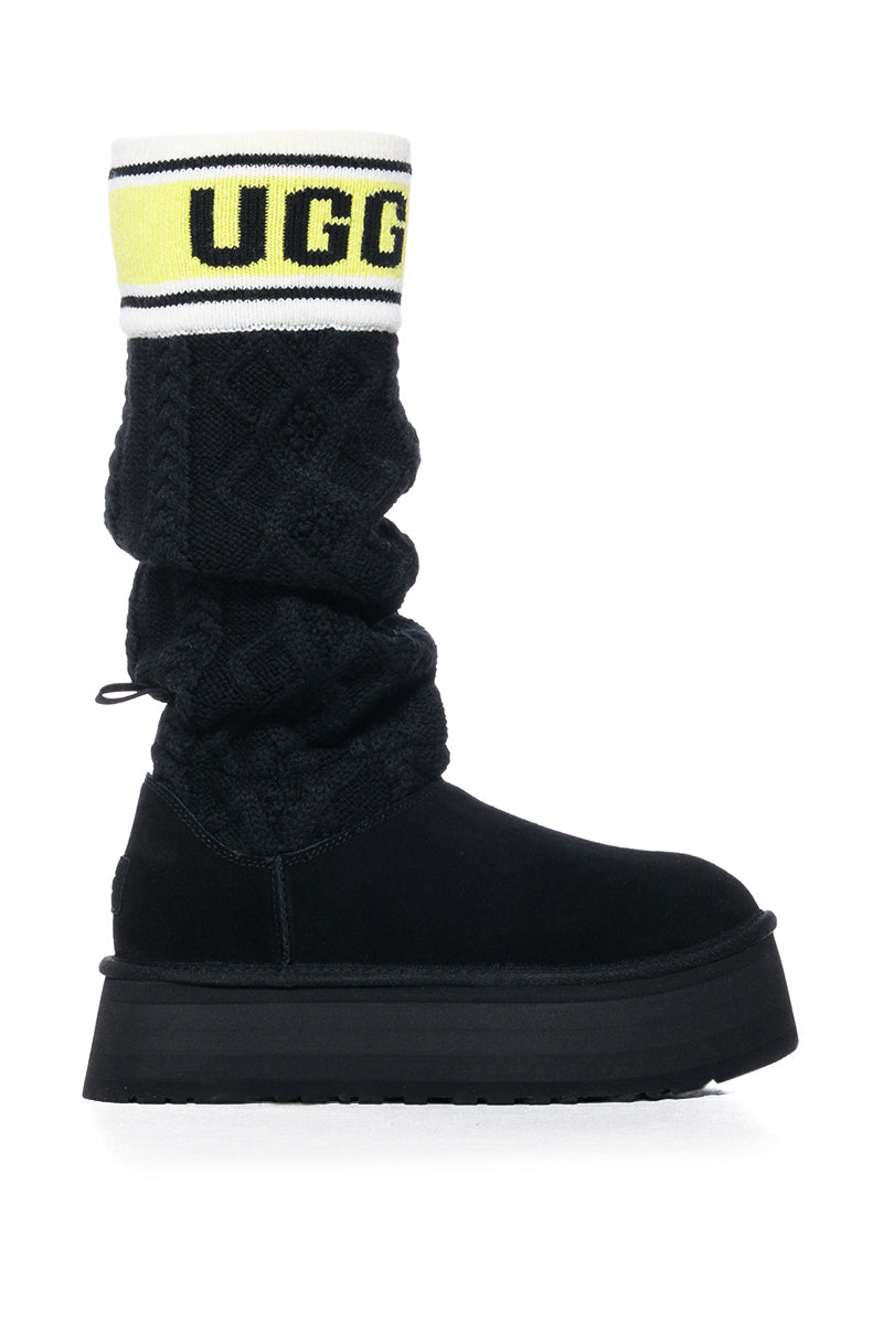 Detail View Ugg Classic Sweater Letter Boot In Black