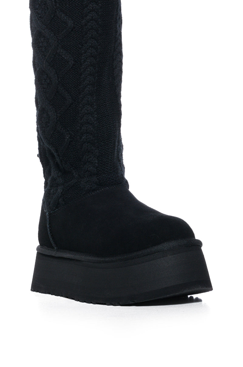 Extra View Ugg Classic Sweater Letter Boot In Black