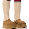 Front View Ugg Classic Sweater Letter Boot In Chestnut