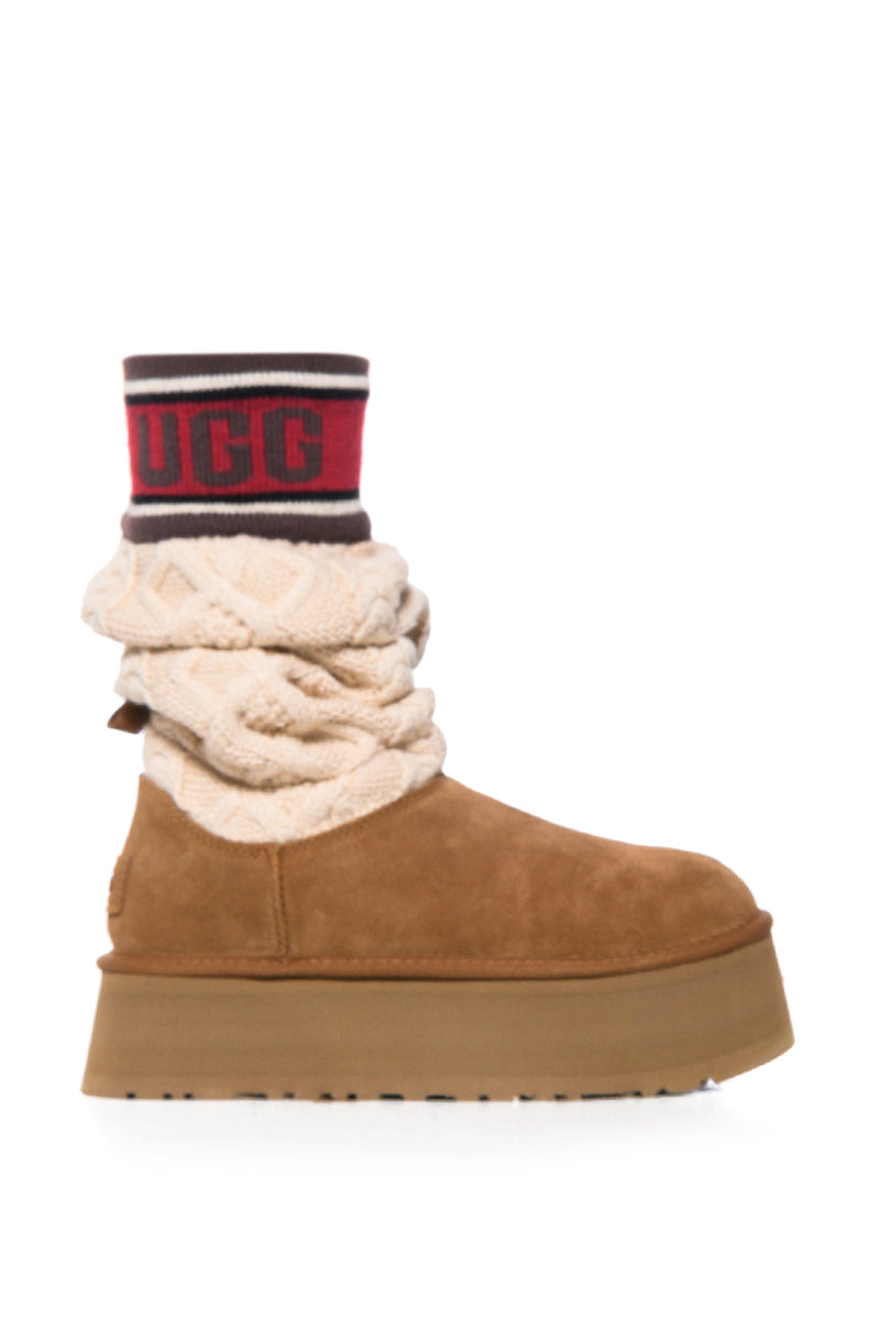 Full View Ugg Classic Sweater Letter Boot In Chestnut