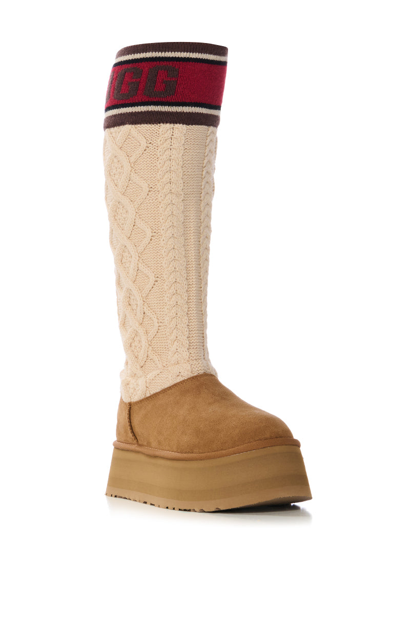 Full View Ugg Classic Sweater Letter Boot In Chestnut