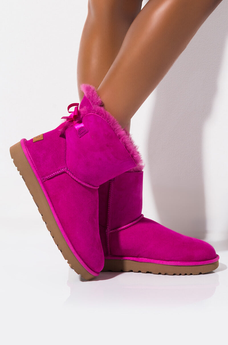 Side View Ugg Mini Bailey Bow Ii in Fuchsia 1