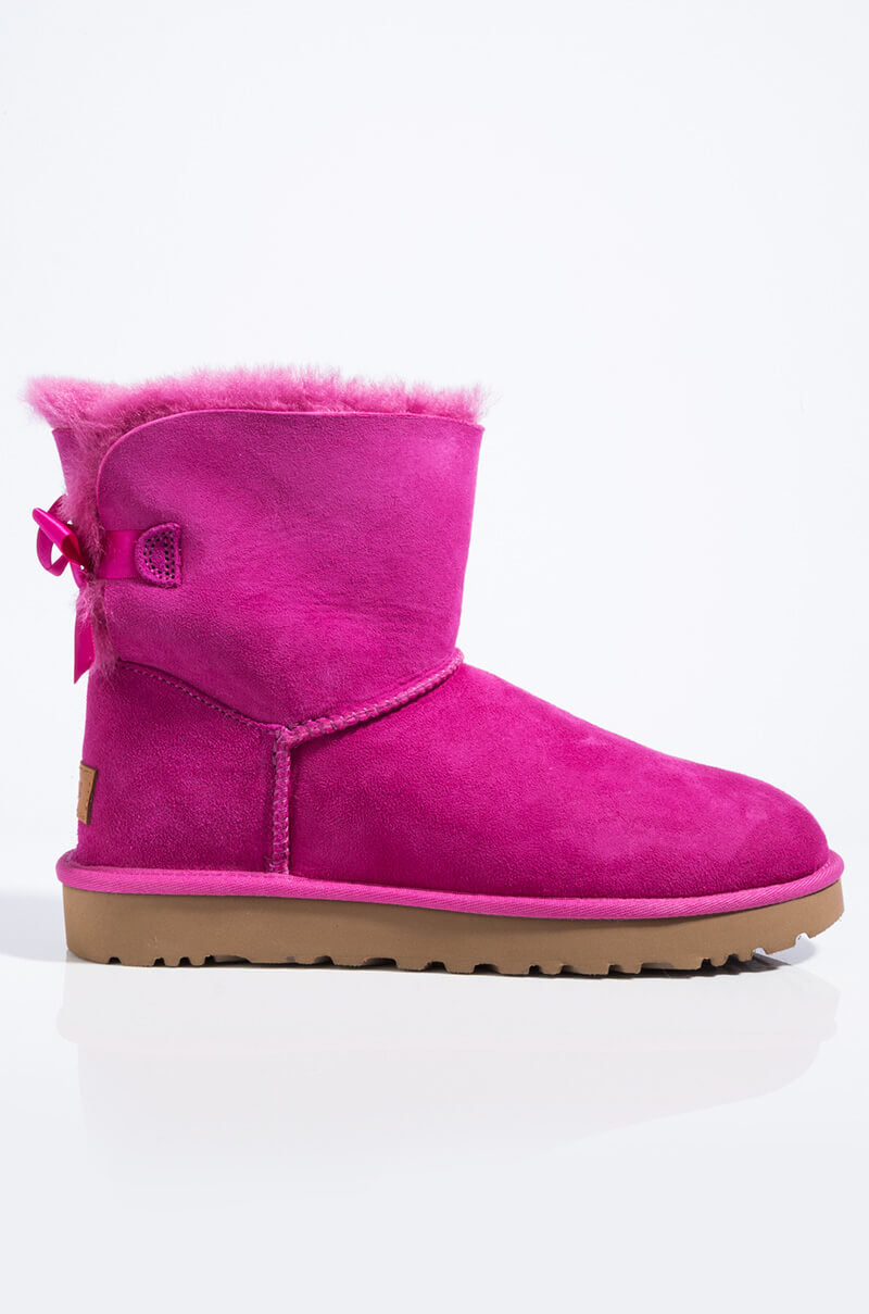 Back View Ugg Mini Bailey Bow Ii in Fuchsia 2