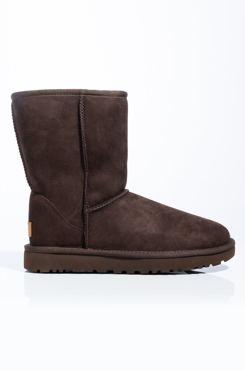 Back View Ugg Womens Classic Short Heritage Boots in Chocolate view 2