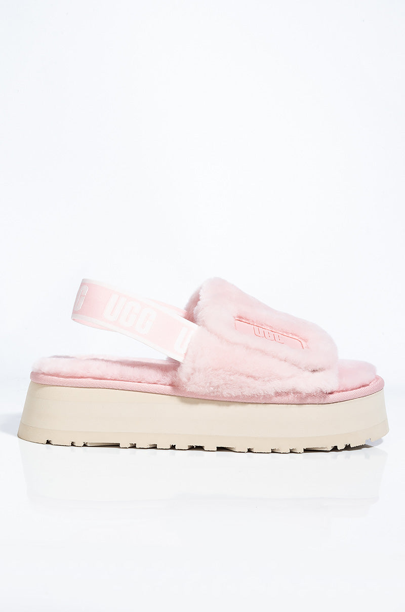 Back View Ugg Womens Disco Slide in Pink Cloud