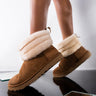 Front View Ugg Womens Fluff Mini Quilted Bootie in Chestnut