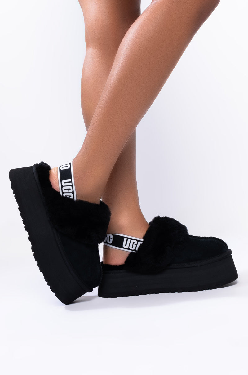 Side View Ugg Womens Funkette Slip On in Black