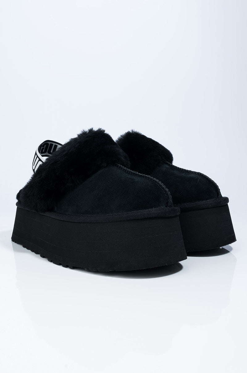Back View Ugg Womens Funkette Slip On in Black