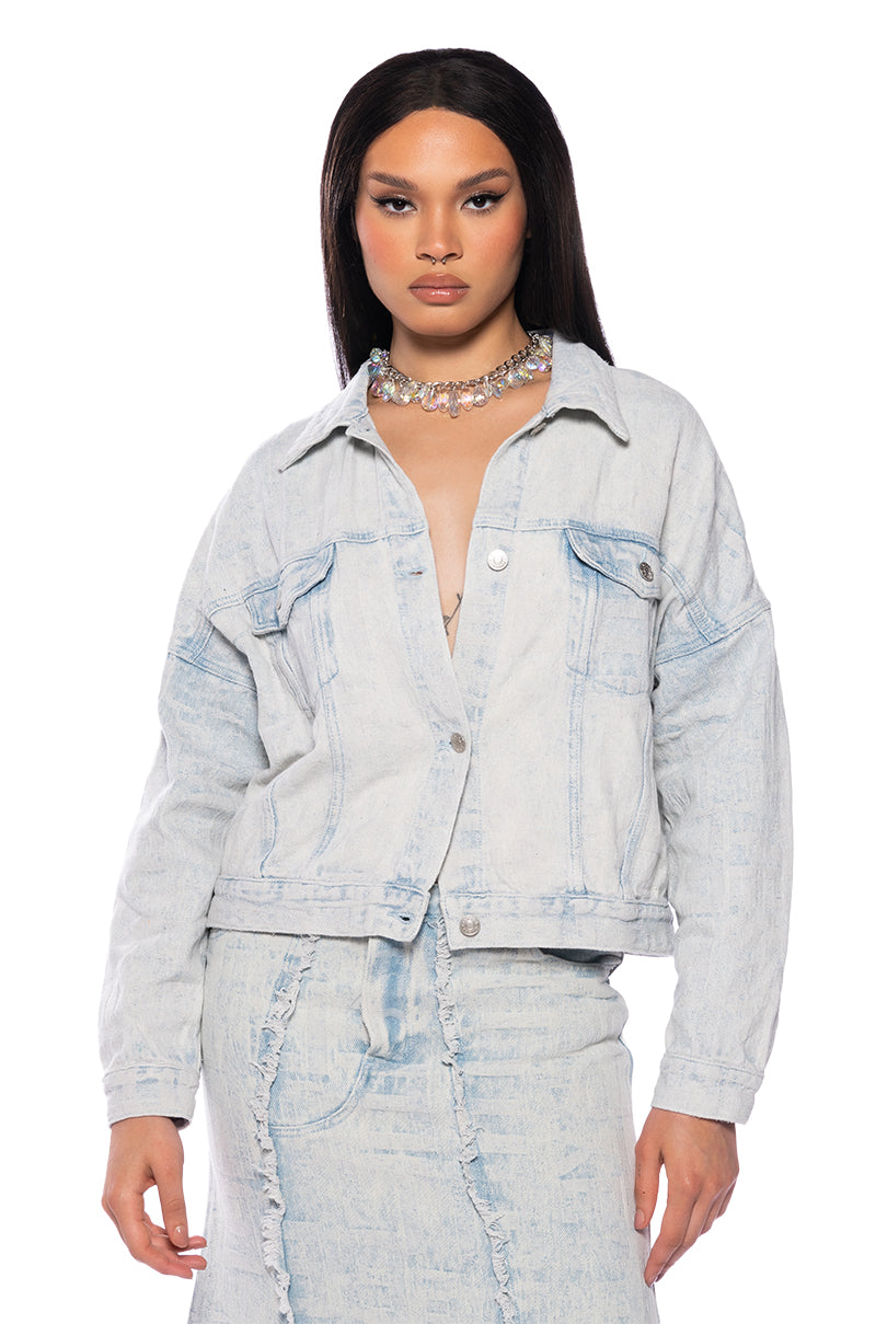 Side View Ultra Bleach Wash Denim Jacket