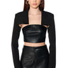 Front View Ultra Crop Blazer Bolero In Black