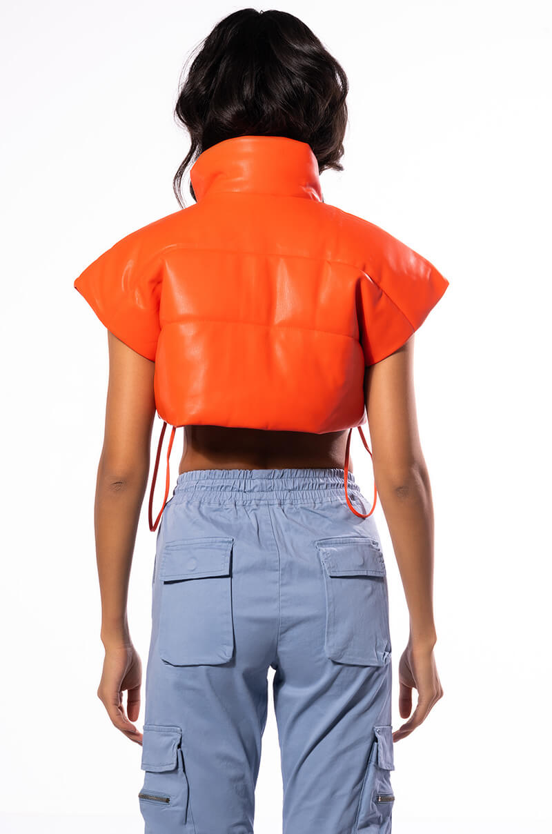 Extra View Ultra Crop Pu Vest With Pull Strings