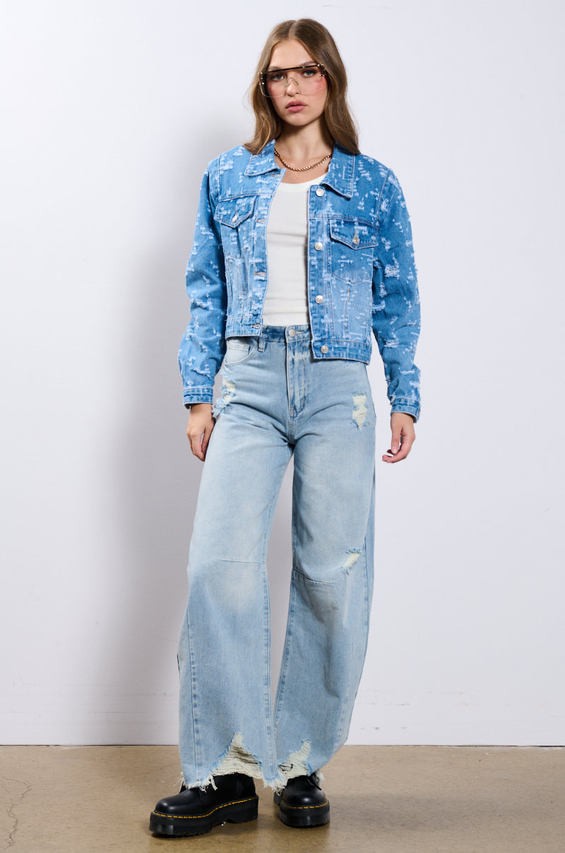 Extra View Ultra Distressed Denim Jacket