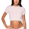 Front View Ultra Fuzzy Crop Sweater In Light Pink