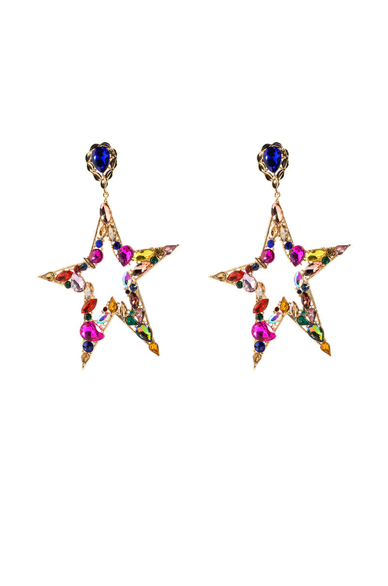 Side View Ultra Star Embellished Statement Earrings 1