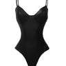 Front View Ultra Stretch Faux Leather Bodysuit