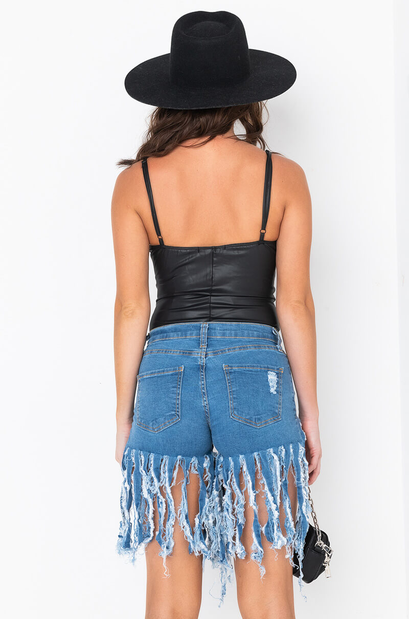 Detail View Ultra Stretch Faux Leather Bodysuit
