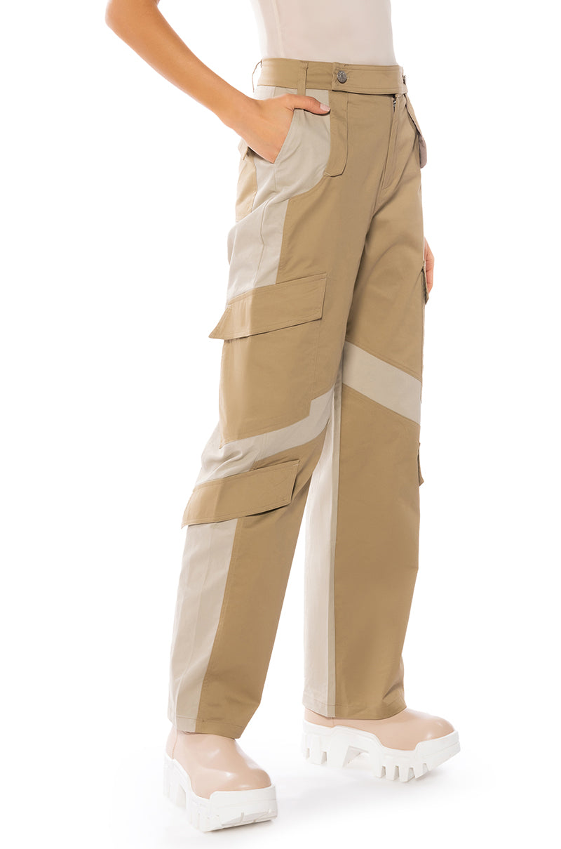 Front View Unbothered Relaxed Colorblocked Cargos view 1