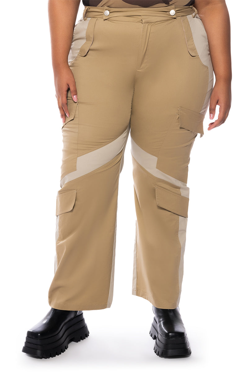 Side View Unbothered Relaxed Colorblocked Cargos view 2