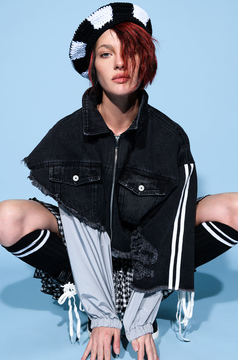 Front View Undecided Denim Bomber Jacket