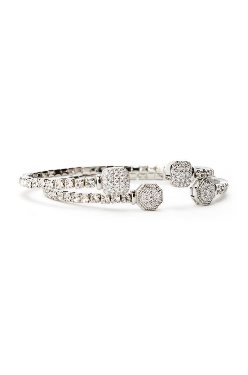 Back View Undecided Rhinestone Cz Cuff Set