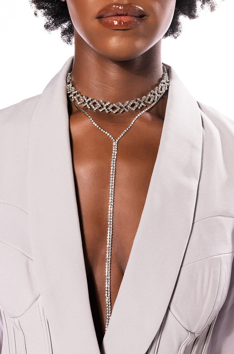 Front View Unstoppable Rhinestone Necklace Set