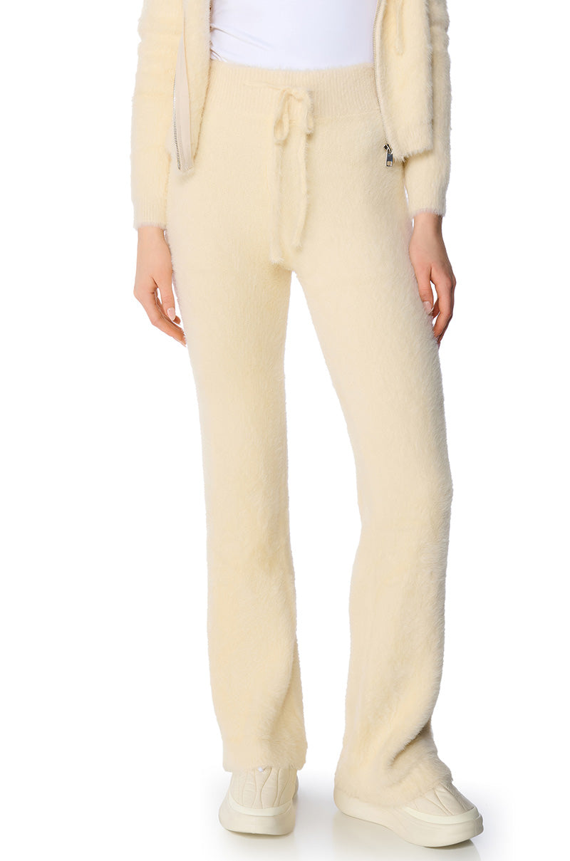 Front View Unwind Fuzzy Wide Leg Jogger