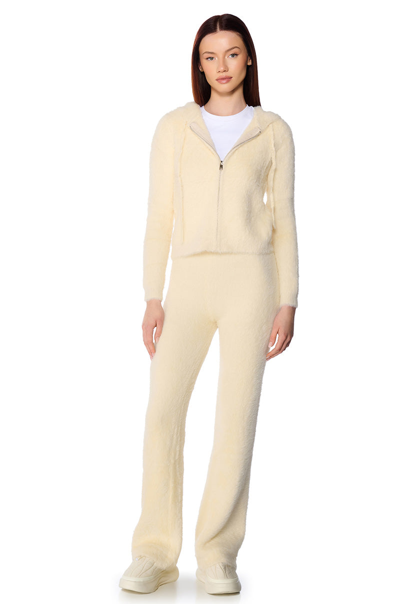 Side View Unwind Fuzzy Zip Up Hooded Sweater