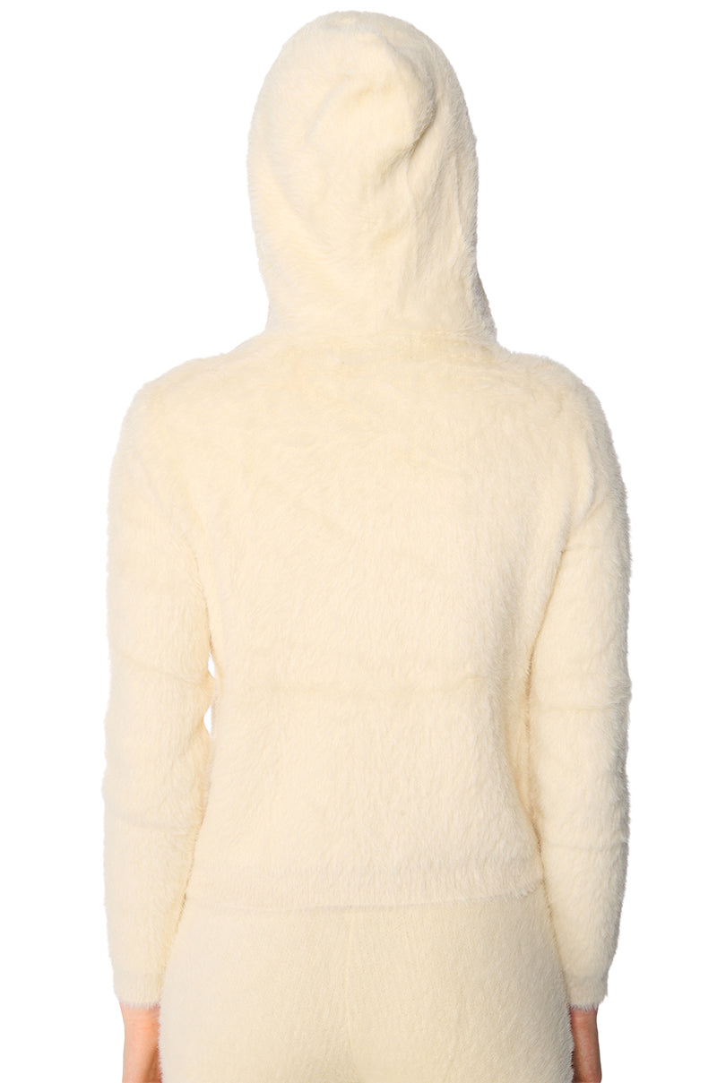 Detail View Unwind Fuzzy Zip Up Hooded Sweater