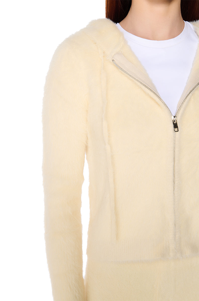 Full View Unwind Fuzzy Zip Up Hooded Sweater