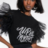 Front View Up All Night Tulle Detail T Shirt