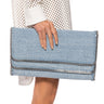 Front View Up Til Dawn Foldover Clutch In Denim