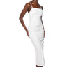 Front View Up To No Good Sleeveless Faux Leather Midi Dress With 4 Way Stretch