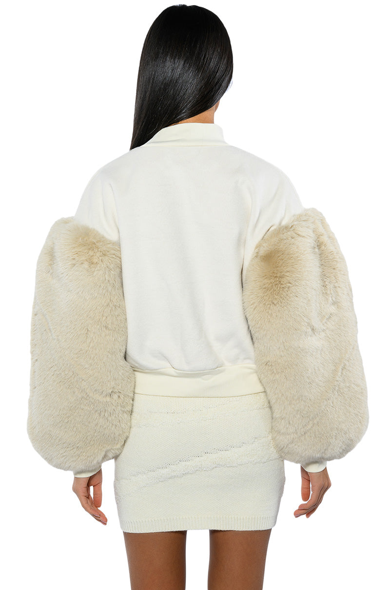 Extra View Upper East Side Faux Fur Sleeve Sweatshirt 7
