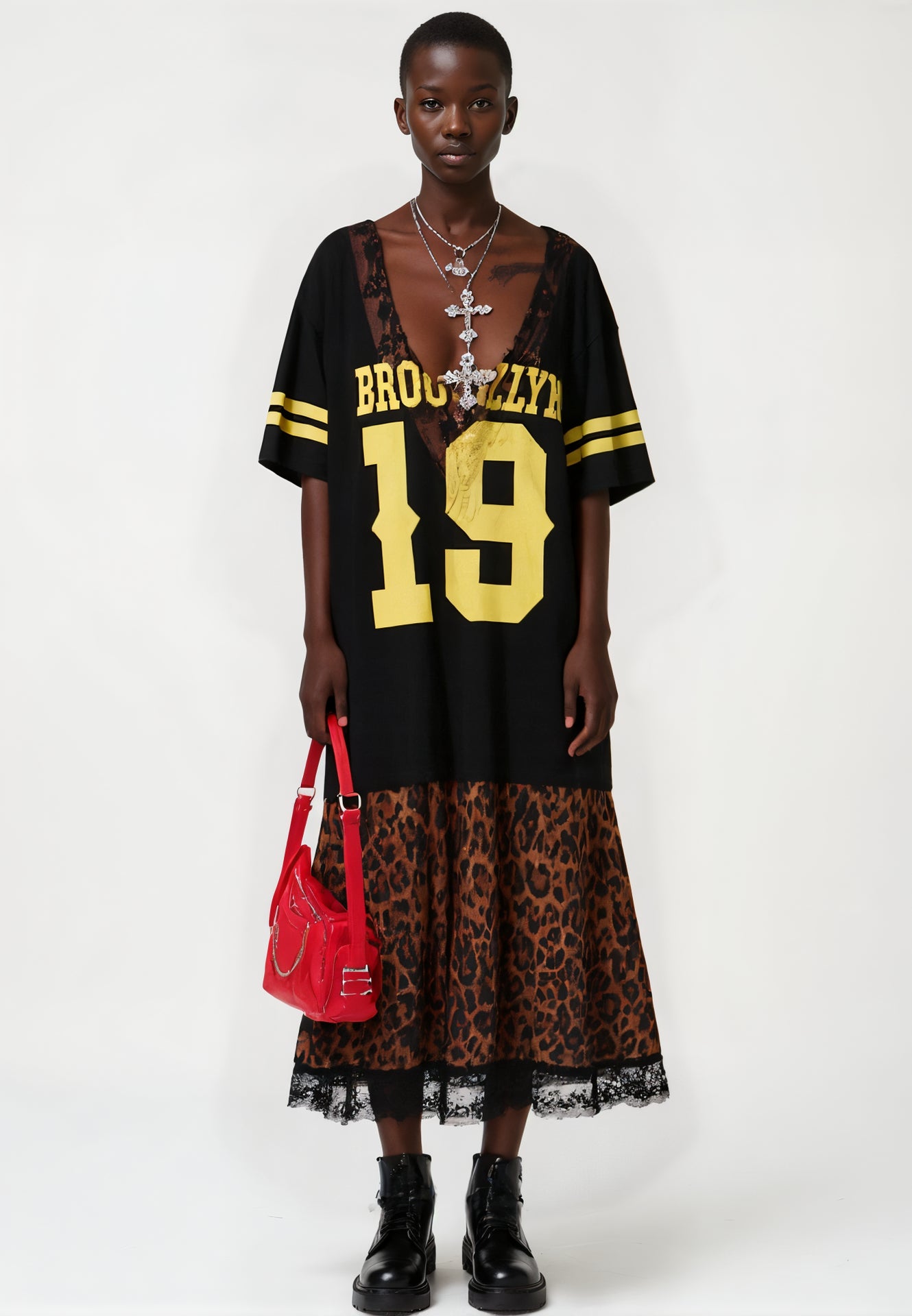 CITY GIRL LAYERED JERSEY MIDI DRESS