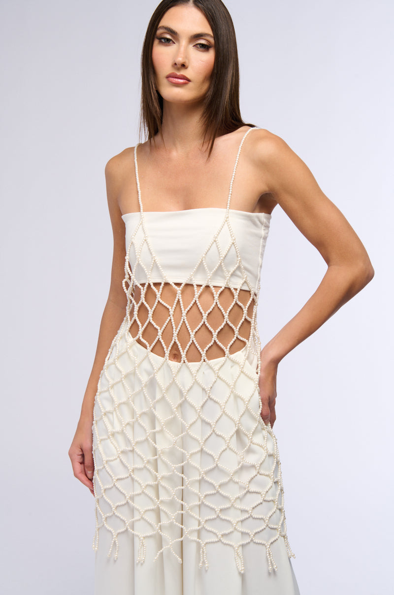 URSULA PEARL BEADED MIDI DRESS AKIRA URSULA PEARL BEADED MIDI DRESS AKIRA