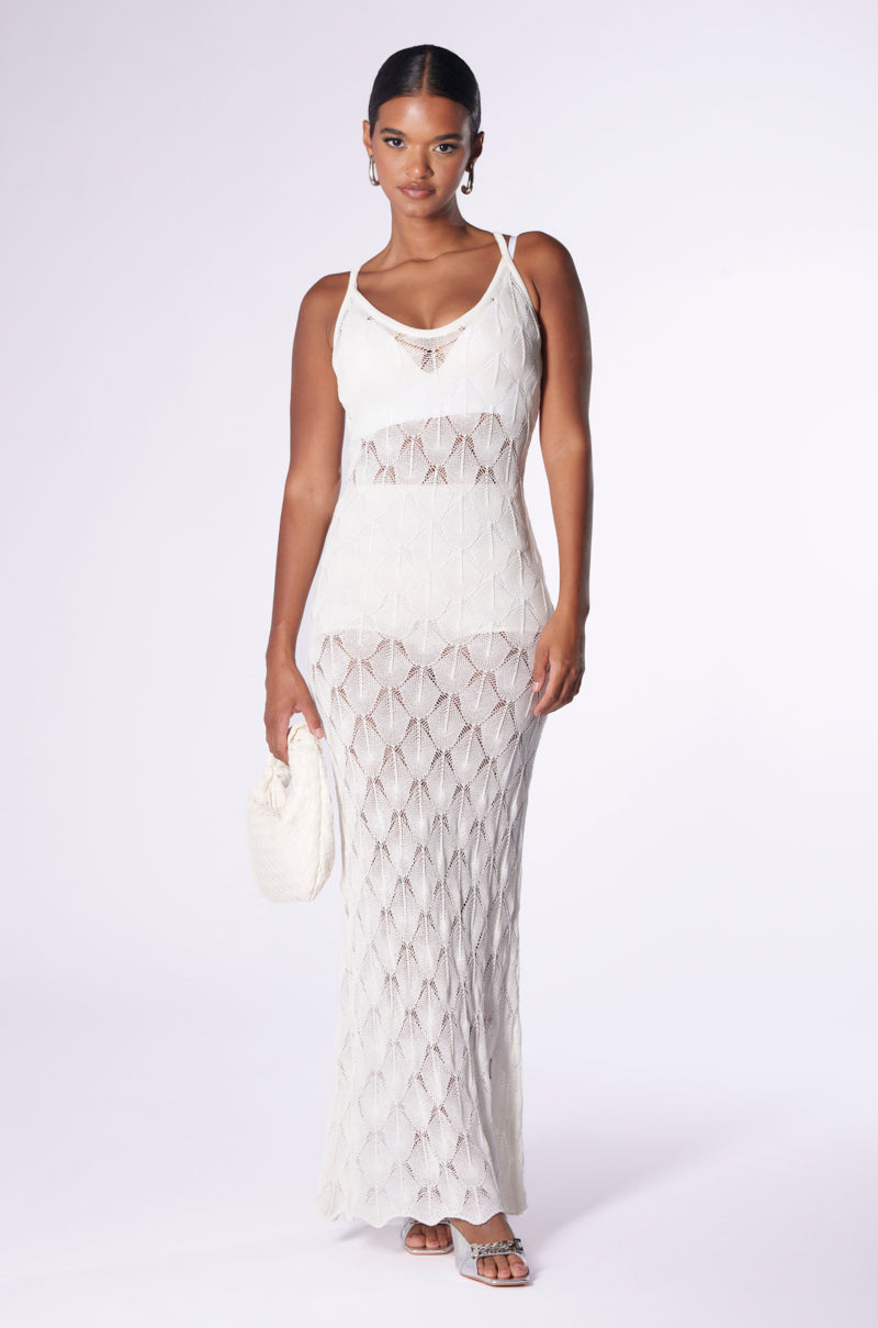Front View Vacation On My Mind Crochet Maxi Dress 0