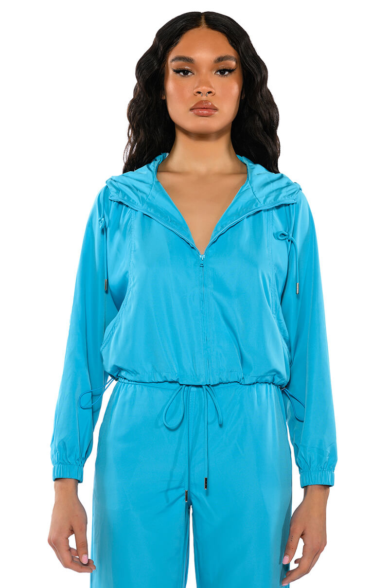 Front View Vacay Mode Zip Up Sweatshirt