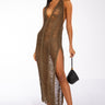 Front View Vacay Vibes Knit Shredded Maxi Dress