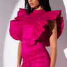 Front View Valentina Taffeta Ruffle Sleeve Romper