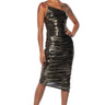 Front View Valerie Ruched Metallic Midi Dress