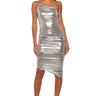 Front View Valerie Ruched Metallic Midi Dress