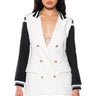 Front View Varsity Luxe Fit Blazer In White