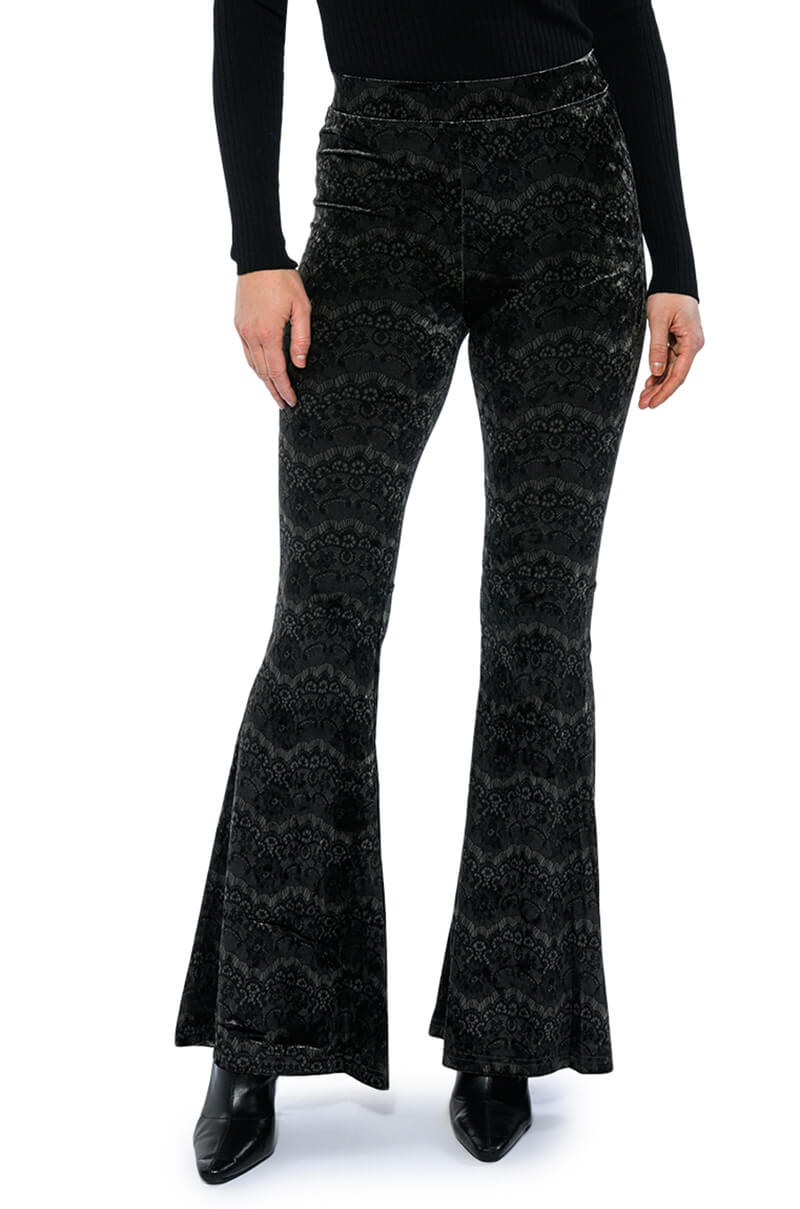 Front View Velvety Soft High Rise Flare Pant