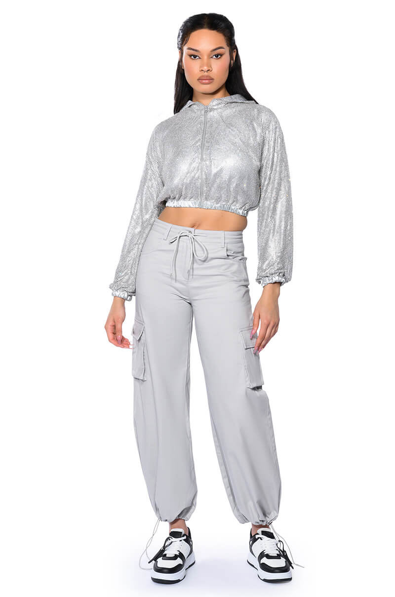 Back View Veneno Wide Leg Cargo Pants