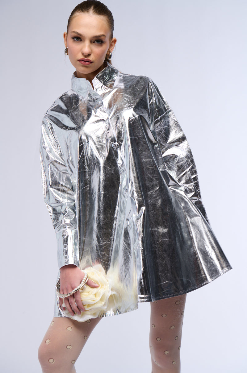 VENESSA FAUX LEATHER SHIRT DRESS view 0