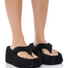 Front View Veronica Basic Flatform Flip Flop Sandal In Black