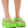 Front View Veronica Basic Flatform Flip Flop Sandal In Lime