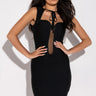 Front View Vibin Halter Top Bandage Dress