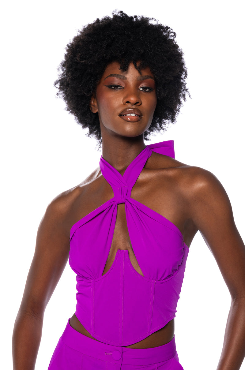 VIOLET CUT OUT HALTER TOP view 0