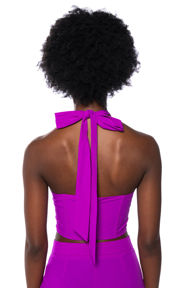 VIOLET CUT OUT HALTER TOP AKIRA VIOLET CUT OUT HALTER TOP AKIRA